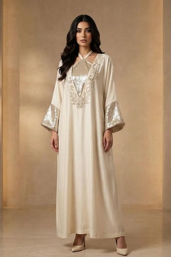 جلابية حرير لامع بقصة واسعة 469233