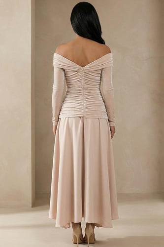 فستان ميدي بجيرسيه درابيه 463701