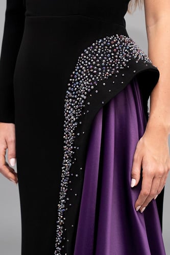 فستان سهرة كريب فاخر بكتف واحد 176340