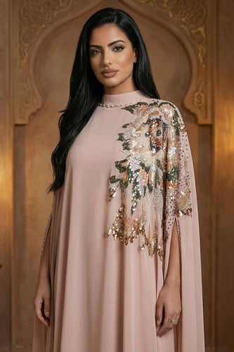 جلابية شيفون بتطريز ترتر وكريستال 469362