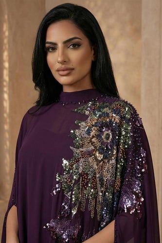 جلابية شيفون بتطريز ترتر وكريستال 469362