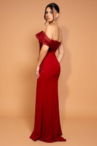 فستان كريب ضيق يبرز القوام 176309