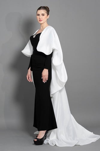 فستان كريب بأكمام طويله 176273