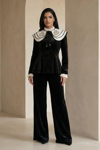 طقم قطيفة فاخر ببلوزة راقية 460300