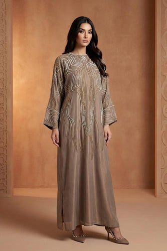 جلابية بتصميم واسع وتطريز كريستال 460819