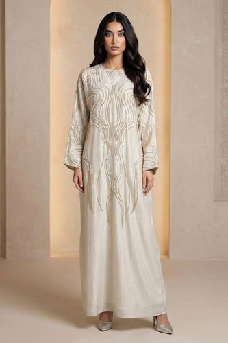 جلابية بتصميم واسع وتطريز كريستال 460819