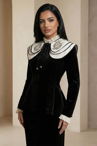 طقم قطيفة فاخر ببلوزة راقية 460300