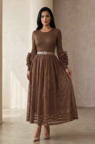 فستان ميدي دانتيل فاخر 460183