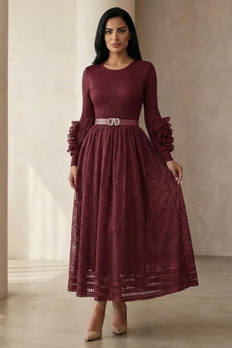 فستان ميدي دانتيل فاخر 460183