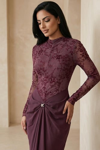 فستان ميدي بياقة عالية 461150