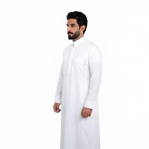 ثوب تفصيل قلاب سحاب رجالي ابيض