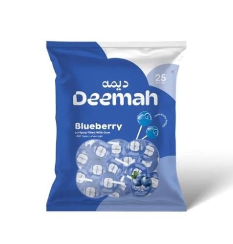 حلوى مصاص ديمة توت أزرق بحشوة العلك – Deemah Blueb...