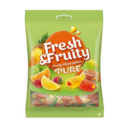 حلوى جيلي فريش آند فروتي بيور محشوة بنكهات الفواكه...