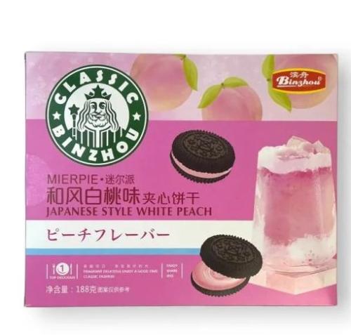 بسكويت ساندوتش بالخوخ الابيض