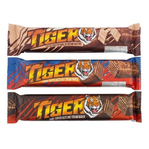أصابع ويفر مغطاة بالشوكولاتة مشكلة تاجر | Tiger Coated Cream Wafer Bars Assorted