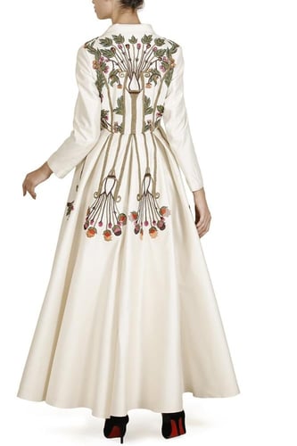 Mandarin-collared Embroidered Jacket Gown