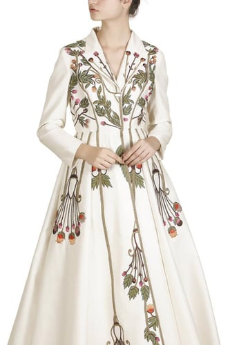 Mandarin-collared Embroidered Jacket Gown