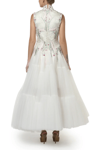 Collared Embroidered Gown