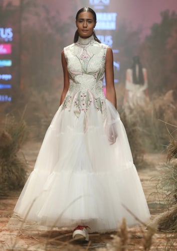 Collared Embroidered Gown