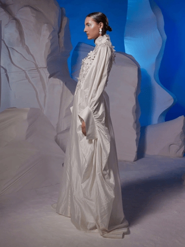 Chic ivory cotton silk kaftan