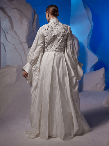 Chic ivory cotton silk kaftan