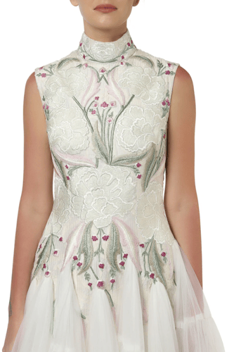 Collared Embroidered Gown
