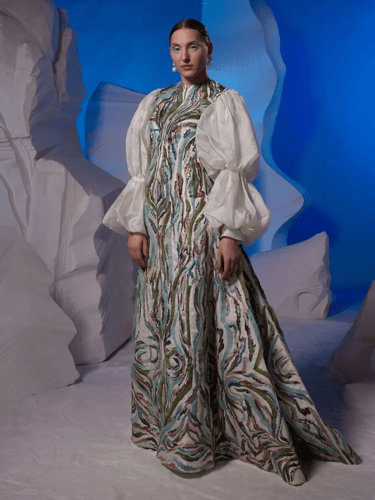 Jacket dress with organic patch work