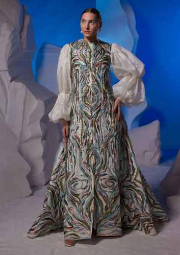 Jacket dress with organic patch work