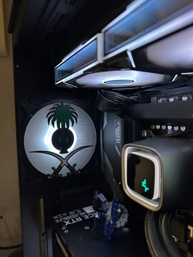 غطاء مروحة للPC بتصميم شعار سيفين ونخلة, بمقاس 120...