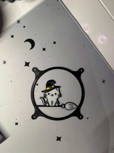 غطاء مروحة للPC بتصميم قطة بقبعة ساحرة، بمقاس 120m...