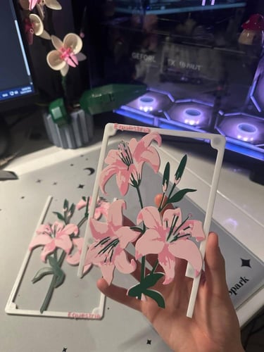 غطاء مروحة للPC بتصميم زهرات الليليوم , بمقاس 360m...