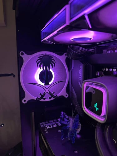 غطاء مروحة للPC بتصميم شعار سيفين ونخلة, بمقاس 120...