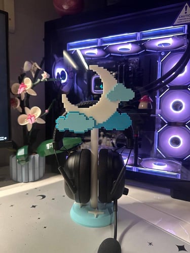 حامل سماعات - قمر وغيوم