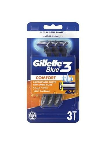 جيليت ماكينة حلاقة بلو 3 مع جل مريح، 3 قطع،