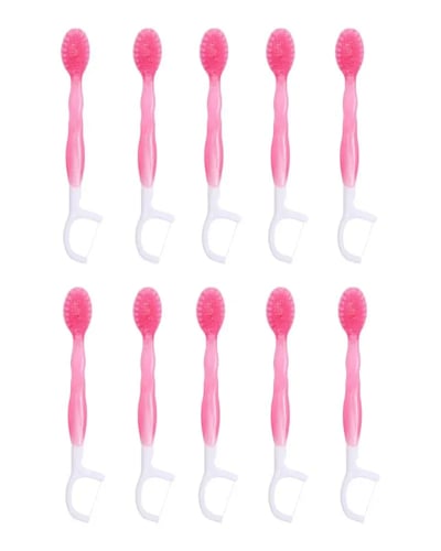 فرشاة ومعجون مع خيط تنظيف الاسنان بنكهة الخوخ من ب...