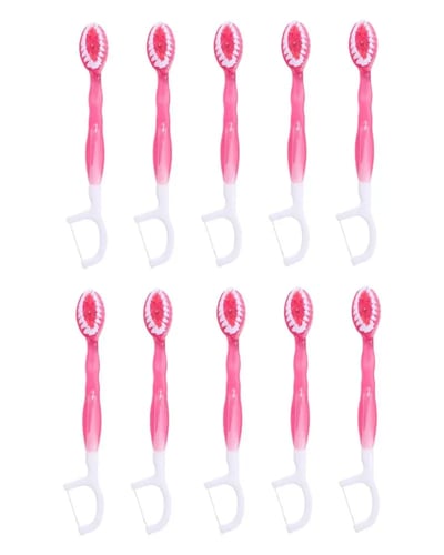 فرشاة ومعجون مع خيط تنظيف الاسنان بنكهة الخوخ من ب...