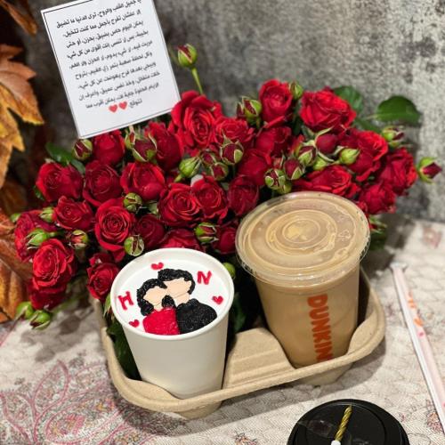 كوب كيك مع إمكانية تغيير العبارة والرسمة مع كوب قه...