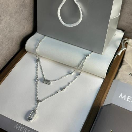 Miskha necklace, silver color, double