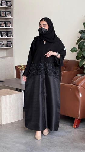 عباية بيان دمج فاخر بين كتان لمار وأرچوانز مرشوش ل...