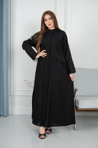 عباية نسمات سحاب مخفي _جيب كتان واقف