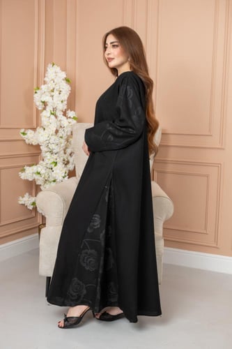 عباية فلاور نصف كلوش لمار واقف بكم مثلث مع زاوية ج...