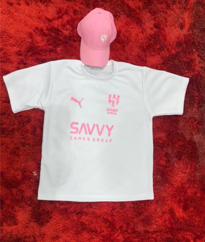 تيشرت أطفال نادي الهلال وردي مع قبعه