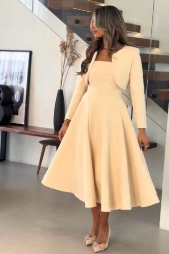 فستان ميد لون بيج أنيق خامة باربي