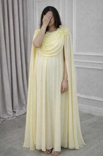فستان حوامل شيفون ناعم ليموني