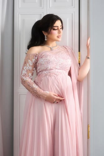 فستان سهرة للحوامل أنيق بكتف واحد - فساتين حوامل 2...