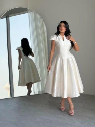 فستان سهره قصير ابيض كسرات