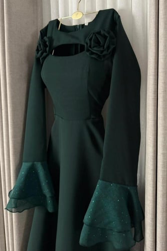 فساتين نوف فاشن 2026 - فستان يوم العيد لون اخضر زي...