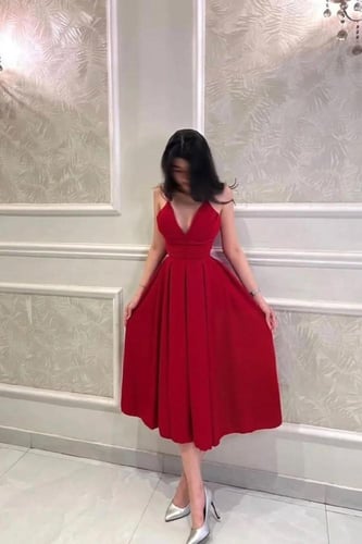 فستان سهرة أحمر فاخر خامة لكري