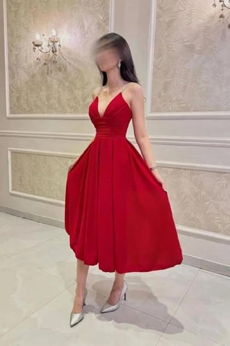 فستان سهرة أحمر فاخر خامة لكري