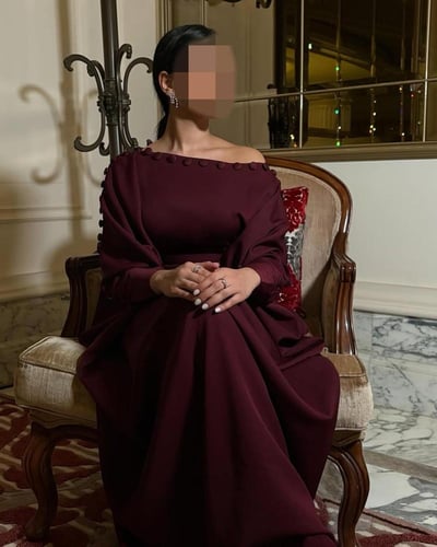 فستان عنابي اوفر سايز خامة باربي